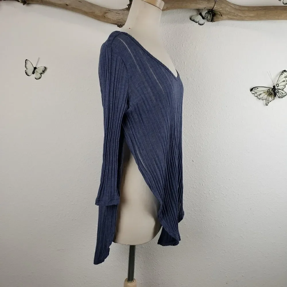 Free people Astoria split ribbed tee denim